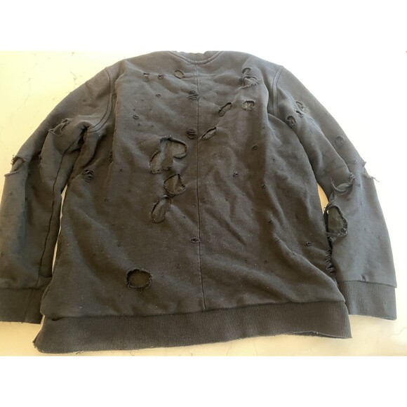 Givenchy Paris Men's Black Crewneck Small Distressed Holes - Picture 8 of 13